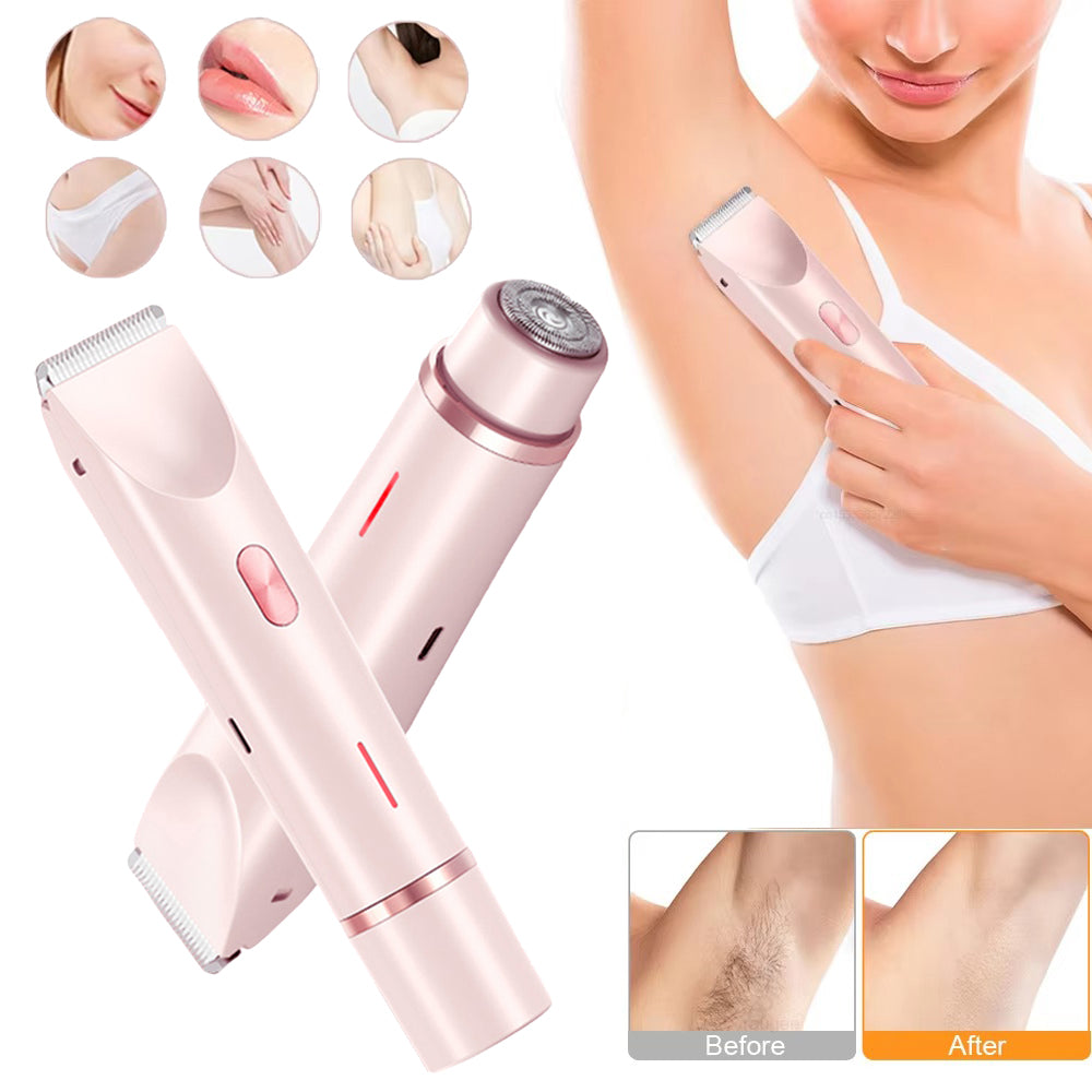 2-in-1 Women's Electric Shaver – Double Head Wet & Dry Body Hair Trimmer for Bikini, Legs & Underarms