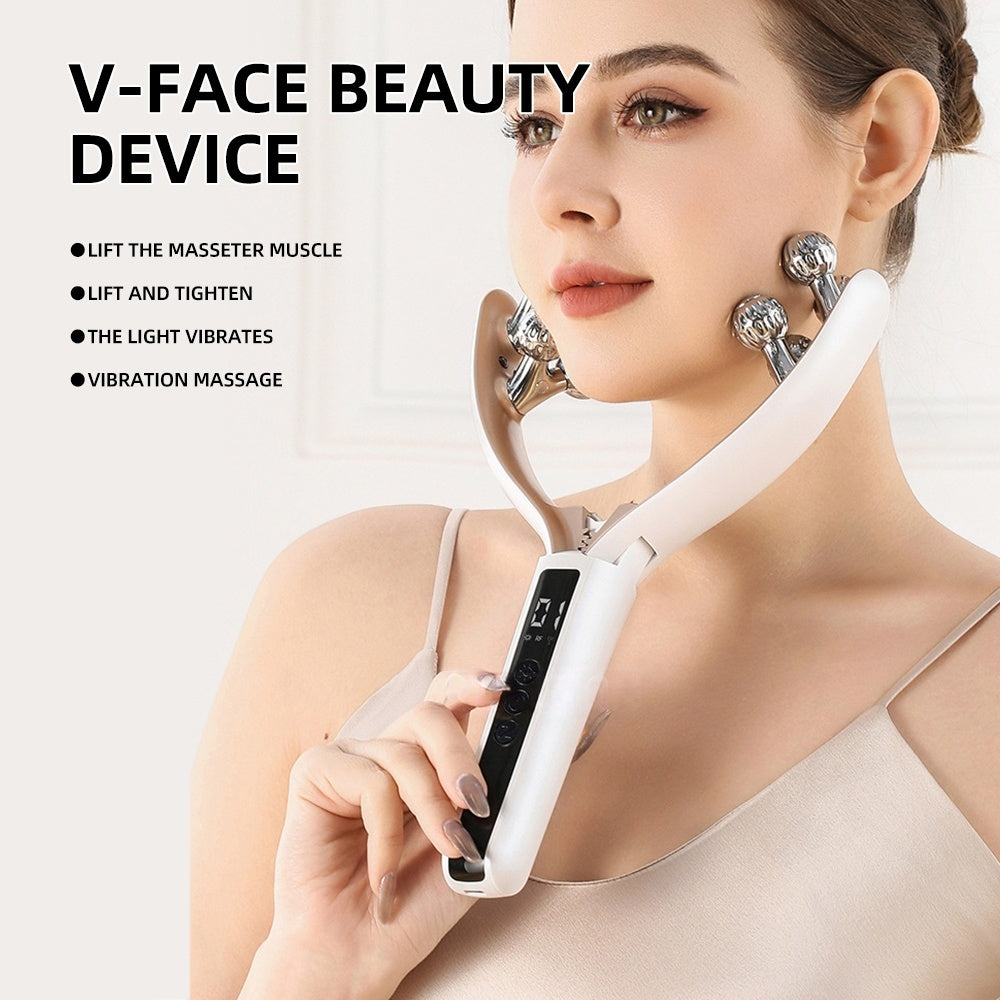 EMS Microcurrent V Face Roller – Electric Red & Blue Light Facial Massager for Lifting, Tightening & Skin Rejuvenation